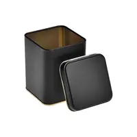 350 Adet Siyah Mat İçi Altın Kare Metal Kutu | 75 mm x 75 mm x 92 mm