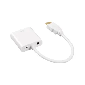 Flameer HDMI Kablosu HDMI Için VGA 1080P Video Kablosu Masaüstü Pc Için Beyaz Ses Güç Beyaz Ses Gücü  