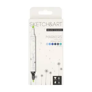Bruno Visconti Sketch Art' Çift Taraflı Markers 6 Renk Deniz Manzarası