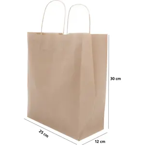 Kraft Kağit Poşet ( Çanta) 25*30*12 - (25'li̇ Paket)