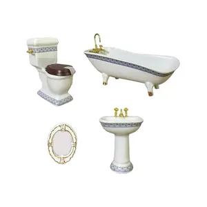 Blesiya Dollhouse Minyatür Seramik Banyo Seti Malzemeleri 1:12 Ölçekli Model, 