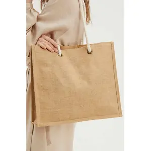 Jüt Çanta-Plaj Çantası-Alışveriş Çantası-Hasır Çanta