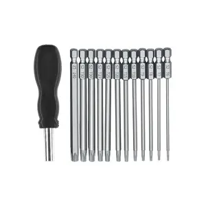 Sunshinee 13 Adet 100MM Torx Uzun Tornavida Uçları Seti, Manyetik Torx Bit Seti T6-T40, 1/4 Inç Hex Shank Elektrikli Tornavida Araçları 