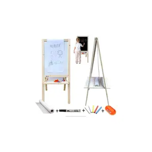 Armode Rulo Kağıtlı Çift Taraflı Ayaklı Ahşap Çocuk Yazı Tahtası Siyah-Beyaz 115 x 50 cm