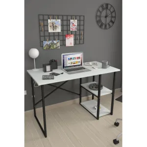 Bofigo 60X120 cm 2 Raflı Çalışma Masası Bilgisayar Masası Ofis Ders Yemek Masası Beyaz