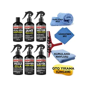 Mertox Otomobil Araç Araba Oto Temizlik ve Bakım Seti Oto Şampuanı+Jant-Motor Temizleyici+Hızlı Cila+Torpido+Lastik Parlatıcı 6X500ML