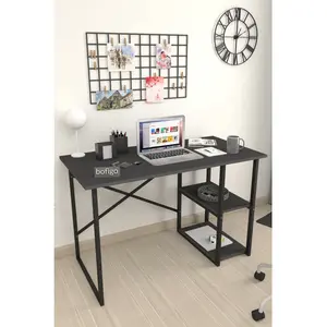 Bofigo 60X120 cm 2 Raflı Çalışma Masası Bilgisayar Masası Ofis Ders Yemek Masası Antrasit