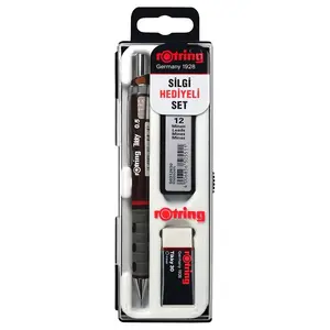 Rotring Tikky Okul Seti 0.5 mm Bordo Versatil Kalem + Silgi + Uç