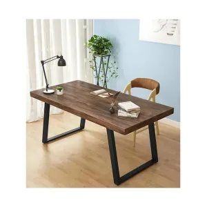 Enjoy Life Ahşap Masif Ağaç Doğal Çalışma Masası Demir Iskelet Ofis Masası