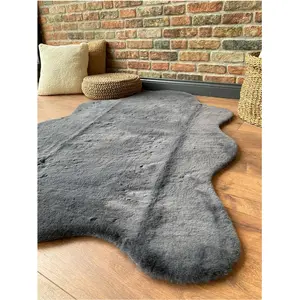 Saraz Halı Tavşan Tüyü Post Peluş Ultra Yumuşak Post Puffy Antrasit
