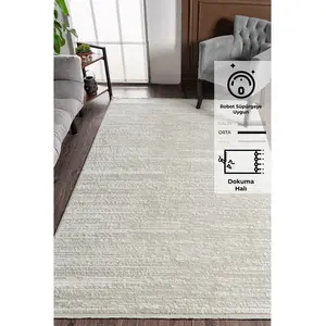 Konfor Jasmine 1452  Krem Bej Modern Dokuma Halı