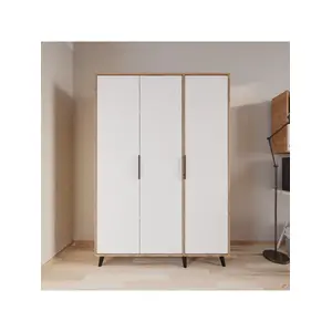 Alonex Aden Üç Kapılı 120 x 192 cm Elbise Dolabı Sepet-Beyaz Yatak Odası Çocuk Odası Gardırop