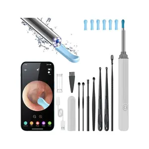 Semgears Ne3 Pro Akıllı Kulak Wax Temizleme Temizleyici ile Hd Kamera LED Işık Kablosuz Otoskop Alet Takımı Beyaz 