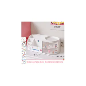 Luoxinguo Beyaz Büyük Çıkartmalar Kawaii Masaüstü Kalem Tutucu Büyük Kapasiteli Kırtasiye Organizatör Saklama Kutusu Sevimli Karikatür Kalem Tutucu Çeşitli Eşyalar Masa Düzenleyici 