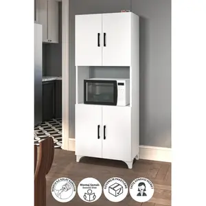 Bofigo Çok Amaçlı Dolap Ece Mikrodalga Dolabı Erzak Dolabı Kiler Dolabı Mutfak Dolabı Beyaz