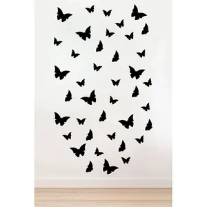 Markcat 40 Adet Ahşap Dekoratif Kelebek (Duvar Süsü Kelebekler) Duvar Dekorasyon Ev Süsü