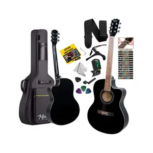 Midex XC-200BK Kesik Kasa Siyah Akustik Gitar 4/4 Yetişkin Üst Segment (Gigbag Çanta Tuner Capo Askı Pena)