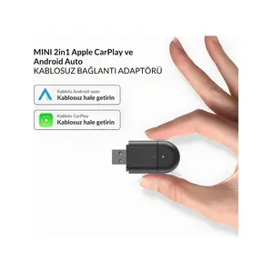 Embatech Araç Içi 2in1 Android ve Apple Cihazlar Için Kablosuz Android Auto ve Carplay Adaptörü