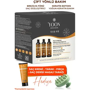 Yoon Brezilya Fönü & Keratin Botox Saçı Düzleştirme İşlemi Sağlayan ve Besleyen Çift Yönlü Yoğun Saç Bakım Seti