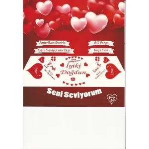 Romantik Doğum Günü Masa Süslemesi Kırmızı Keçe Seti 2 Kişilik Keçe Doğum Günü Seti