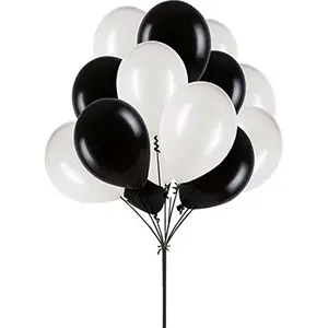 Metalik Balon Siyah Beyaz 10 Adet