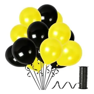 Sarı - Siyah Metalik Balon 20 Adet