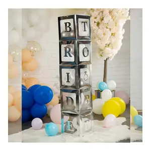 Bride To Be Yazılı Büyük Boy 25 cm Gümüş Kutu ve Balon Seti Nişan Kına Parti Kutlama Seti