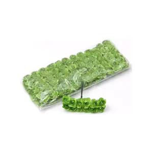 144 Adet 1.5 cm. Mini Kağıt Gül Yapay Çiçek - Yeşil  
