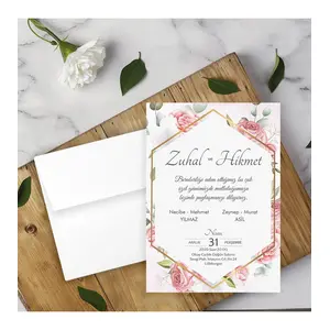 Beyaz Zarflı Davetiye Düğün - Nişan - Kına - Nikah (100 Adet)