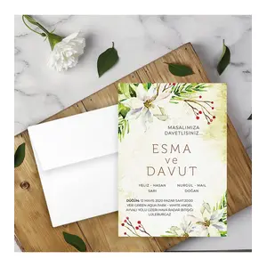Beyaz Zarflı Davetiye Düğün - Nişan - Kına - Nikah (100 Adet)