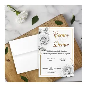 Beyaz Zarflı Davetiye Düğün - Nişan - Kına - Nikah (100 Adet)