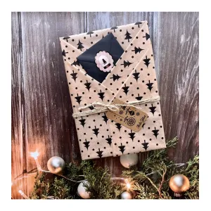 Yılbaşı Çam Desenli Pelur Kağıt , Yılbaşı Hediye Paketi, Pelur Kağıdı, Yeni Yıl Paketleme 10'lu