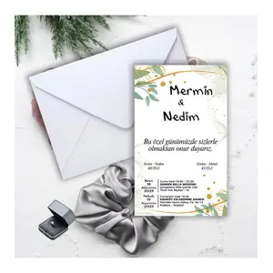 Beyaz Zarflı Davetiye Düğün - Nişan - Kına - Nikah (100 Adet)