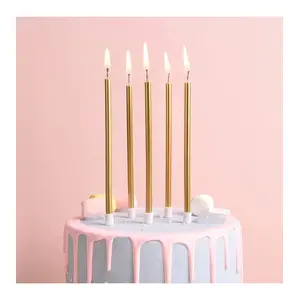 12 Adet Gold Pasta Mumu Gold Doğum Günü Mumu Gold Uzun Mum Gold Ince Mum Gold Mum Church Gold Candles