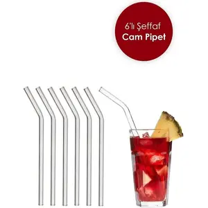 Şeffaf 6'lı Cam Eğimli Pipet, 9 mm Cam Pipet , Sağlıklı Kaliteli