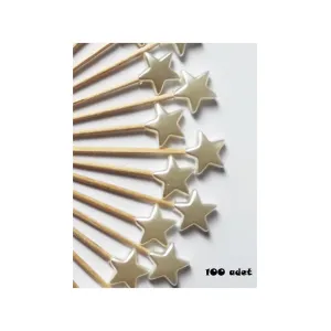 100 Adet Dekoratif Yıldız Parti Kürdanı 6 cm Sedef Pasta Kürdanı - Yıldız 10 mm