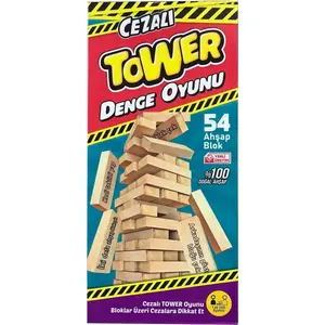 Tek Çatı Cezalı Jenga - Denge Oyunu - Doğal Ahşap Jenga
