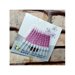 Vıp Kalite Burgulu Pembe Pasta Mumu Pembe Doğum Günü Mumu 10 Adet Pembe Mum Decor Pink Bırthday Candle
