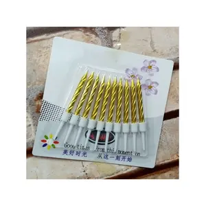 Vıp Kalite Burgulu Altın Pasta Mumu Altın Doğum Günü Mumu 10 Adet Altın Mum Decor Gold Bırthday Candle