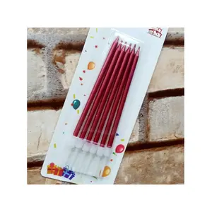 Vıp Kalite Parlak Metalik Kırmızı Pasta Mumu 6 Adet Kırmızı Doğum Günü Mumu Decor Red Bırthday Candle