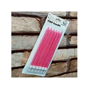 Pink Bırthday Candle Vıp Uzun Parlak Metalik Simli Pembe Pasta Mumu 6 Adet Pembe Doğum Günü Mumu