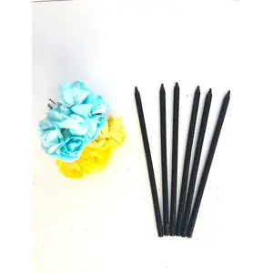 Siyah Renkli 14  cm  Simli Göz Alıcı Ince Kibar Işıl Işıl 6 Lı Doğum Günü Parti Pasta Mumu