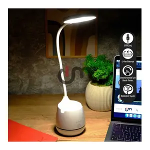 Şarjlı LED Masa Lambası, Işık Şiddeti Ayarlanabilir, Kalemlik ve Telefon Standlı Okuma Lambası