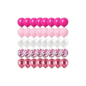 Barbpinkg Gül Pembe Metal Lateks Konfeti Konfeti Balonları Düğün Süslemeleri Mat Globos Yeni Yıl Doğum Günü Partisi Süslemeleri  