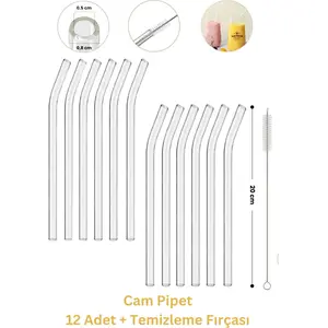 12 Adet Cam Pipet ve Pipet Temizleme Fırçası, Hijyenik Pipet, Sağlıklı Cam Pipet