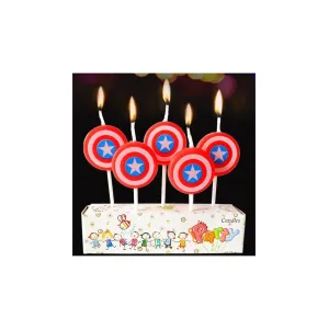 Vıp Captain America Bırthday Candle Kaptan Amerika Pasta Mumu 5 Adet Kaptan Amerika Doğum Günü Mumu