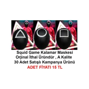 Squid Game Maskesi 3 Model Toplam 30 Adet Ithal Orjinal Kalite Maske - Kampanya Ürünü (4453)