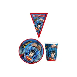 Superman 8 Kişilik Erkek Doğum Günü Mini Set Erkek Çocuk Parti Seti Süsleme