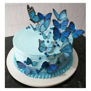 Pasta Balon Üzeri Dekor Kelebek Süsler  Pasta Balon Üzeri Süslemesi  pasta Yapımı Dekor Süsü Butterfly  mavi