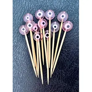 Pembe Nazar Boncuklu Kokteyl Sunum Kürdanı 12ADET 7cm Konsept Parti Süsü Doğum Günü Prenses Birthday Princess Pink Evil Eye Cocktail Stick NSCT0026